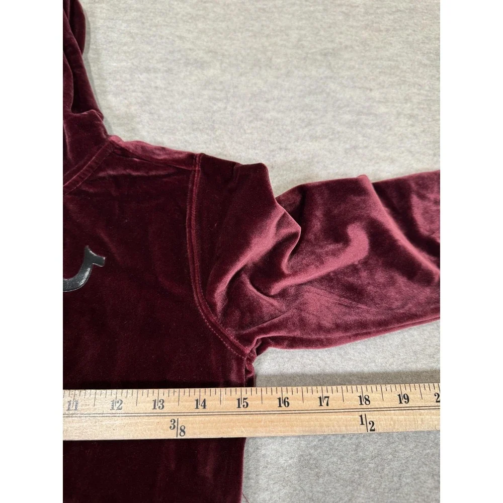 True Religion Hoodie Mens Medium Red Velvet Full Zip World Tour Back Graphic